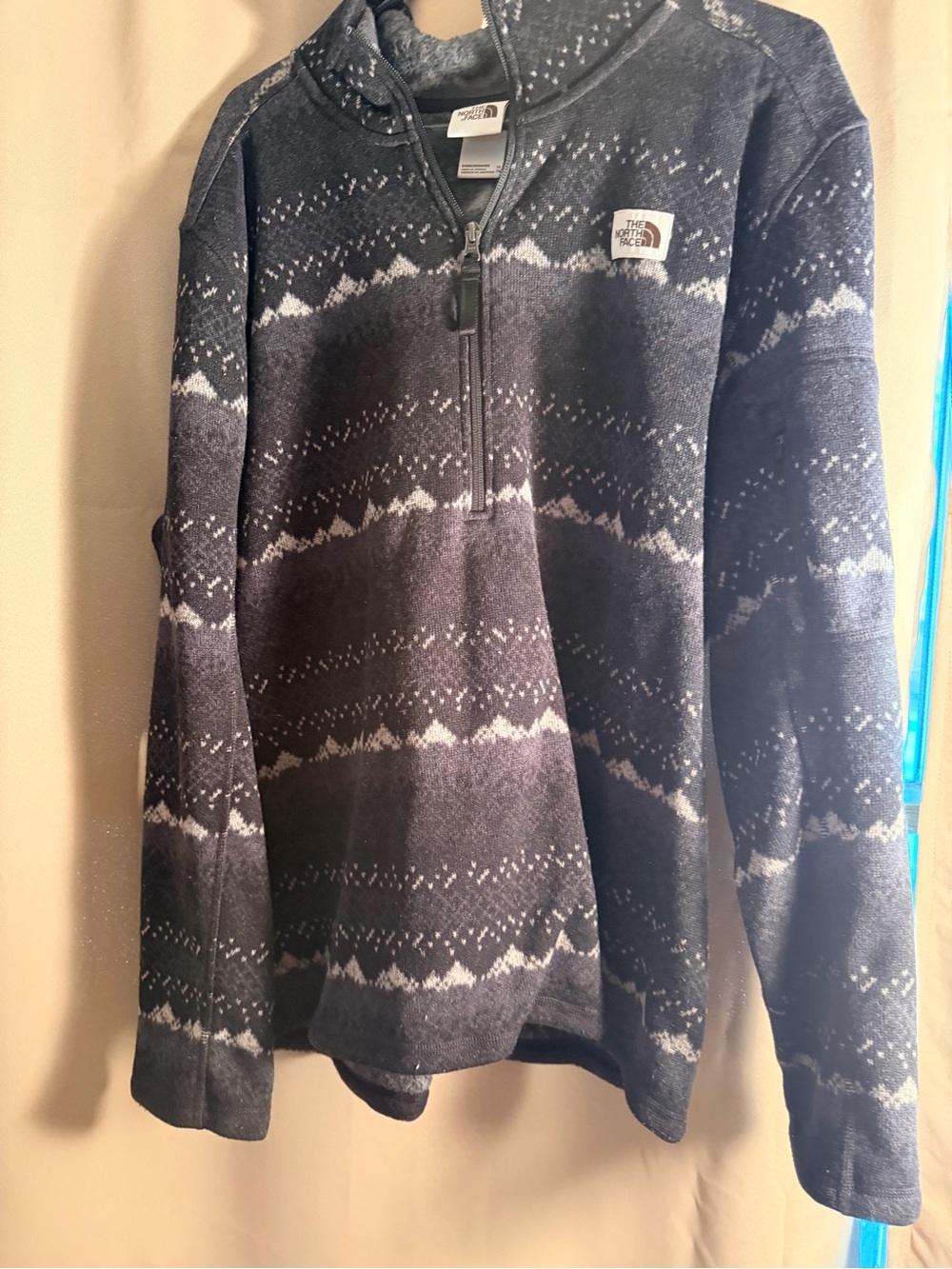 The North Face Men's Black and White Patterned Half-Zip Fleece